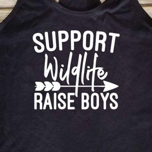 Support Wildlife Raise Boys ladies black tank top